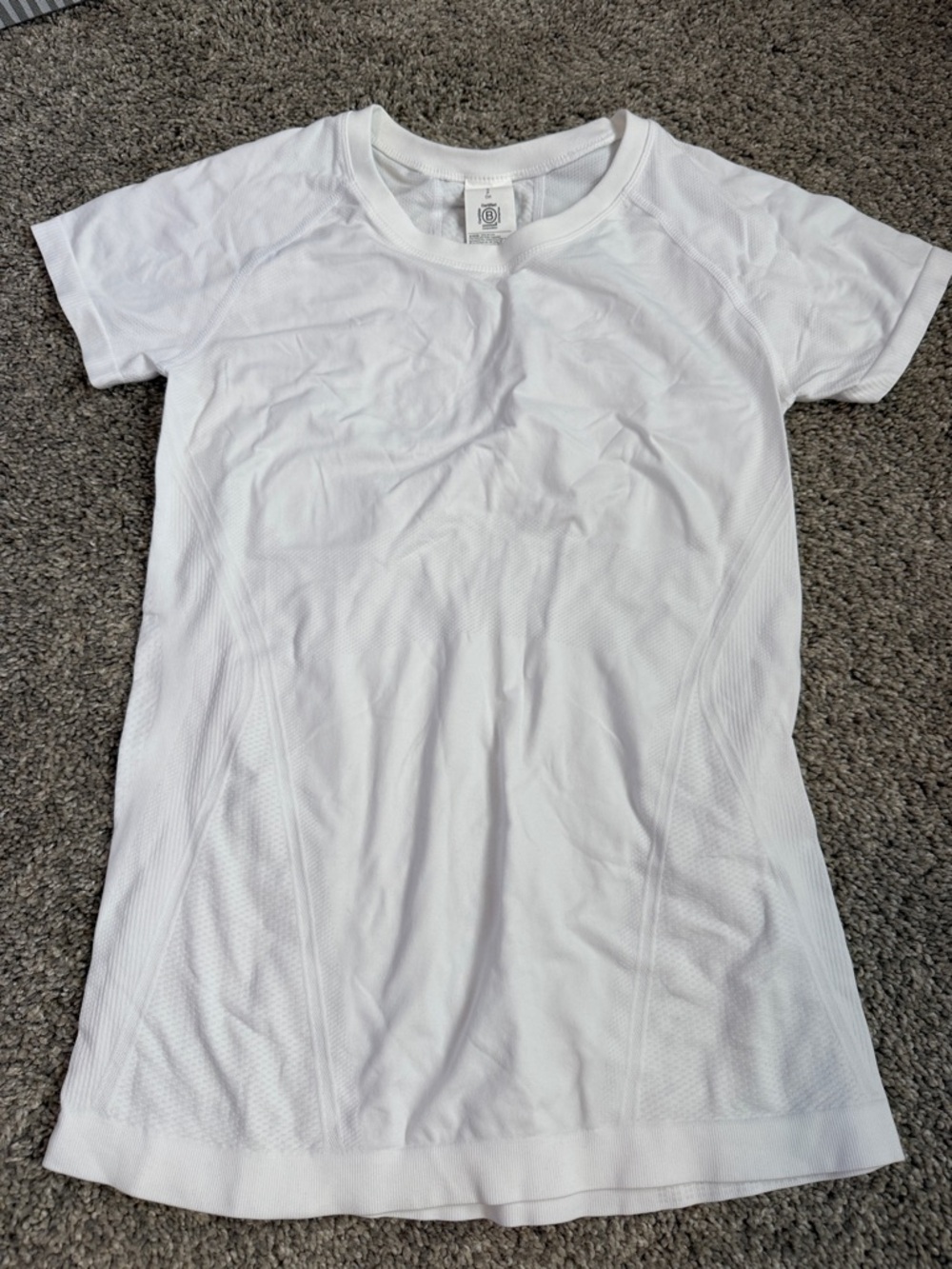 Athleta White Short Sleeve Compression Top, 100%